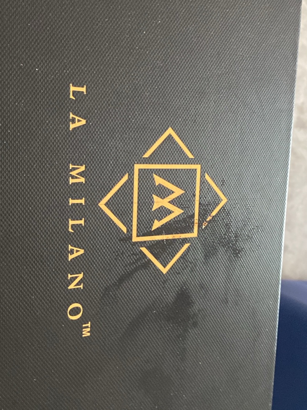 Black Label Black and Gold La Milano Logo Shoe Box